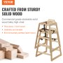 VEVOR Wooden High Chair for Babies & Toddlers, Double Solid Wood Feeding Chair, Eat & Grow Portable High Chair, Easy to Clean Baby Booster Seat, Compact Toddler Chair, Natural