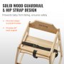 Dřevěná vysoká židlička VEVOR pro kojence a batolata, dvojitá židlička na krmení z masivního dřeva, přenosná vysoká židlička Eat & Grow, snadno čistitelná dětská sedačka, kompaktní židlička pro batolata, přírodní