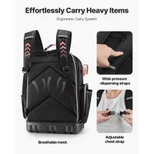VEVOR Tool Backpack 56 Pockets Tear-resistant Jobsite Backpack for Electrician