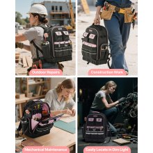 VEVOR Tool Backpack 56 Pockets Tear-resistant Jobsite Backpack for Electrician
