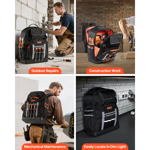Tool Backpack 56 Pockets Tear-resistant Jobsite Backpack For