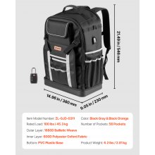 VEVOR Tool Backpack 56 Pockets Splash-resistant Jobsite Backpack for Electrician