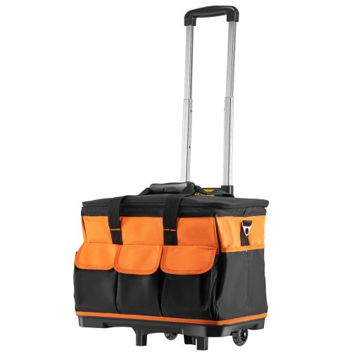 VEVOR Rolling Tool Bag, 18in Tool Bag with Wheels, 17 Pockets Roller Tool Bag, 110lb Load Capacity Rolling Tool Bag w/ Wheels, Roller Tool Box w/ Two 2.56in Wheels, Rolling Tote w/ Telescoping Handle