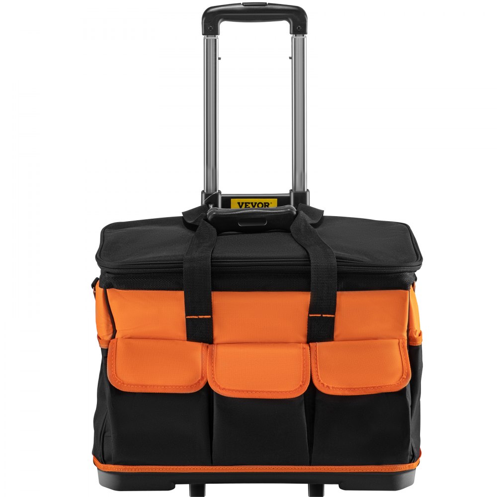 VEVOR Tool Bag with Wheels Rolling Tote 18in Wheeled Storage Case & 17 Pockets