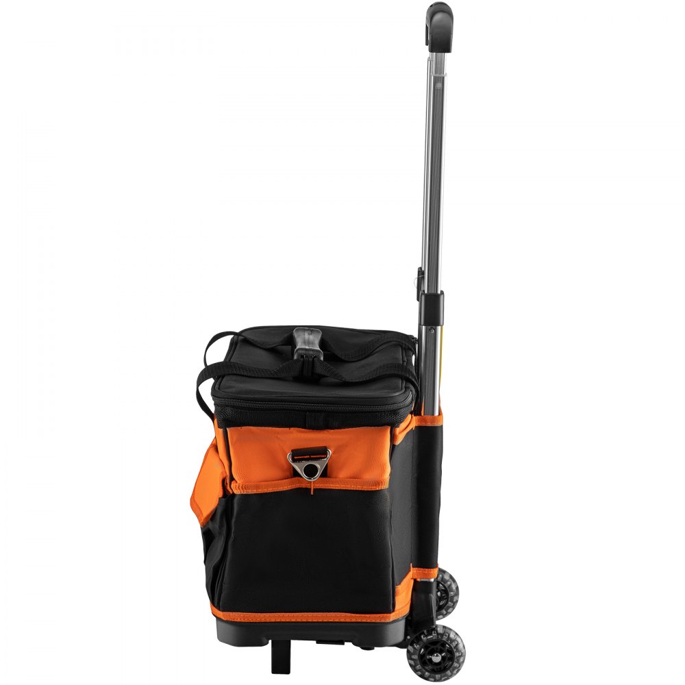 VEVOR Rolling Tool Bag, 14in Tool Bag with Wheels, 17 Pockets Roller Tool Bag, 110lb Load Capacity Rolling Tool Bag w/Wheels, Roller Tool Box w/Two 2.56in Wheels, Rolling Tote w/Telescoping Handle
