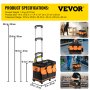 VEVOR Rolling Tool Bag, 14in Tool Bag with Wheels, 17 Pockets Roller Tool Bag, 110lb Load Capacity Rolling Tool Bag w/Wheels, Roller Tool Box w/Two 2.56in Wheels, Rolling Tote w/Telescoping Handle