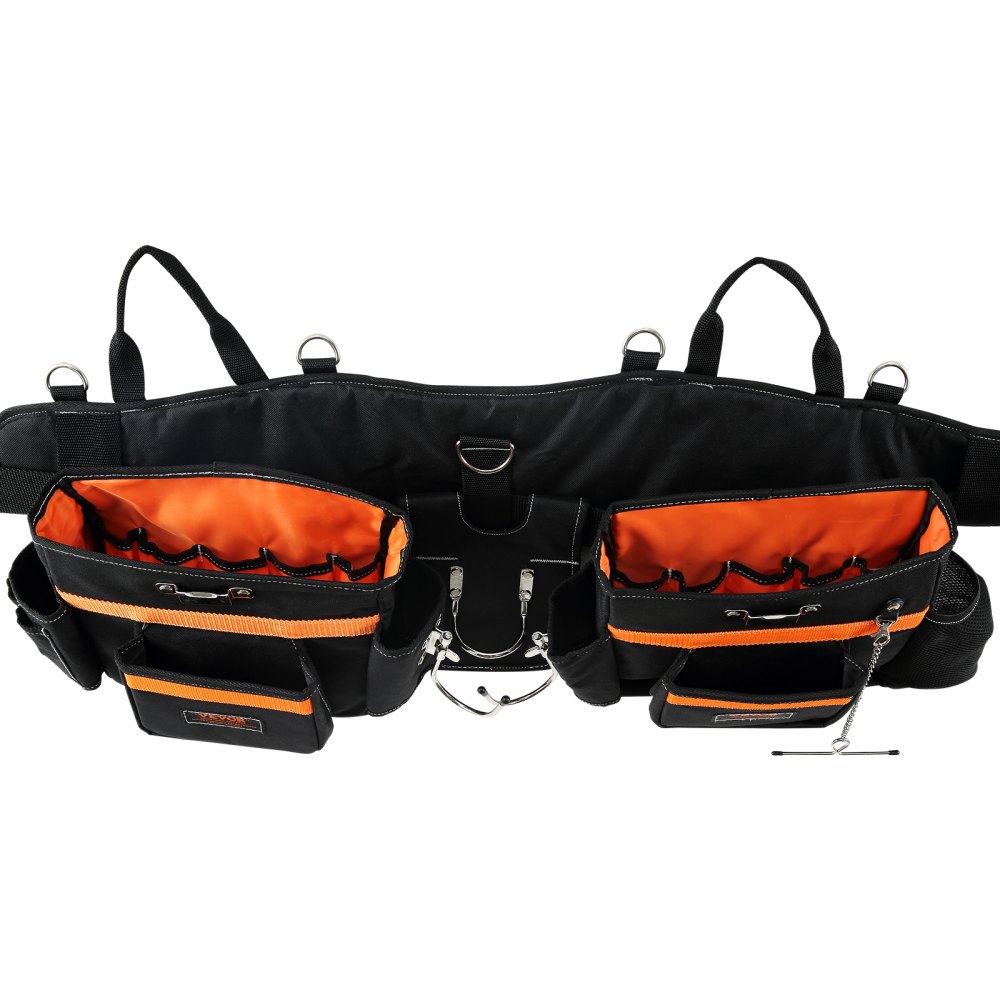 VEVOR Tool Belt with Suspenders, 29 Pockets, 29-54 inches Adjustable Waist Size, Tool Belts for Men, 600D Polyester Heavy Duty Carpenter Tool Pouch for Carpenters, Electricians, and Gardening, Black