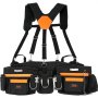 VEVOR Tool Belt with Suspenders, 29 Pockets, 29-54 inches Adjustable Waist Size, Tool Belts for Men, 600D Polyester Heavy Duty Carpenter Tool Pouch for Carpenters, Electricians, and Gardening, Black