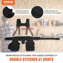 VEVOR Tool Belt with Suspenders 1680D Polyester, 29 Pockets, 29-54 inches Adjustable Waist Size, Tool Belts for Men, Heavy Duty Carpenter Tool Pouch for Carpenters, Electricians, and Gardening, Black