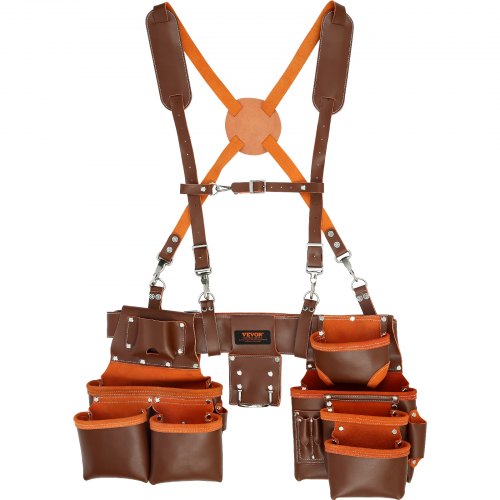 Cinturón de herramientas de cuero de 5 bolsillos, cinturones de  herramientas para carpinteros, bolsa de construcción, delantal de  herramientas