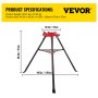 VEVOR Tripod Pipe Chain Vise Stand 1/8" to 6" w/ Steel Legs & Rubber Mounts Bib