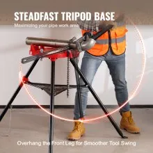 VEVOR Chain Vise with Tripod Stand | 3.2 to 152 mm Pipe Capacity | 600 kg Loading Capacity | Portable Stand with Folding Legs and Tool Tray | Ideal for Plumbing and Pipe Work
