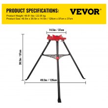 VEVOR Tripod Pipe Chain Vise Stand 1/8" to 6" w/ Steel Legs & Rubber Mounts Bib