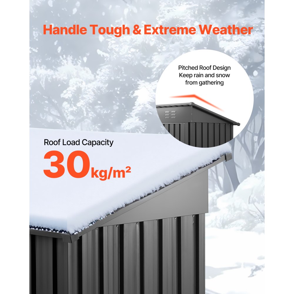 VEVOR 1533 x 876 x 1815 mm Metal Garden Shed, Storage Building with Lockable Door & 2 Louver Vents, Sloped Roof Metal Outdoor Storage Shed, Tool Sheds Outdoor Storage for Backyard, Garden, Patio