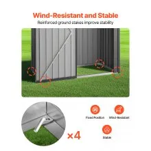 VEVOR 5 x 3 FT Metal Garden Shed Waterproof Tool Shed with 2 Louver Vents Grey