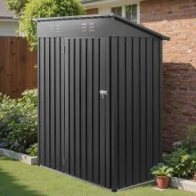 VEVOR 5 x 3 FT Metal Garden Shed Waterproof Tool Shed with 2 Louver Vents Grey