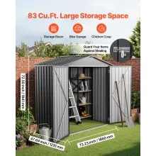 VEVOR 6 x 4 FT Metal Garden Shed Outdoor Storage Shed with 4 Louver Vents Grey