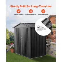 VEVOR 6 x 4 FT Metal Garden Shed Outdoor Storage Shed with 4 Louver Vents Grey