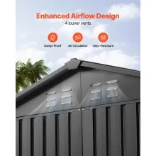 VEVOR 6 x 4 FT Metal Garden Shed Outdoor Storage Shed with 4 Louver Vents Grey