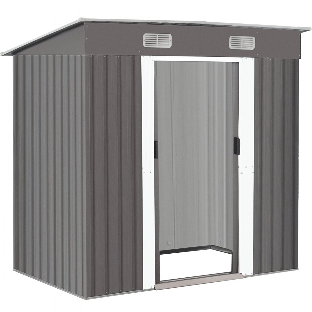 VEVOR Outdoor Storage Shed, 6 X 4 ft Metal Shed, Lockable Tool Organizer, Garden Shed with Sliding Door & Air Vent, to Store Bike Accessories, Beach Chairs, Garden Tools, and Lawn Mower in Backyard