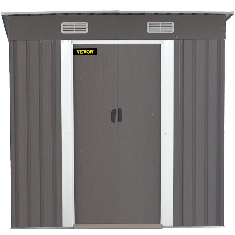 VEVOR Outdoor Storage Shed, 6 X 4 ft Metal Shed, Lockable Tool Organizer, Garden Shed with Sliding Door & Air Vent, to Store Bike Accessories, Beach Chairs, Garden Tools, and Lawn Mower in Backyard