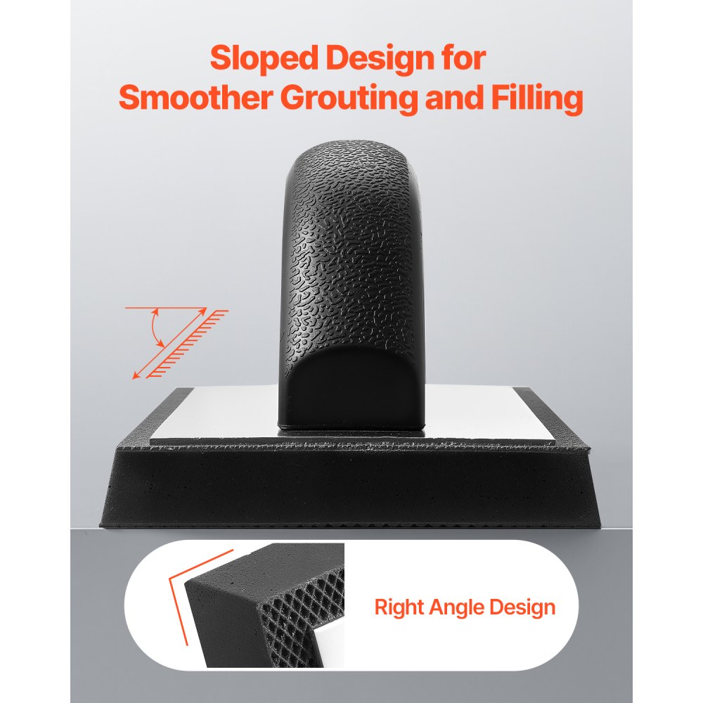 VEVOR Grout Float, Professional Rubber Tile Grout Tool with Anti-slip Handle & Lightweight Aluminum Connector Backplate, Easy to Operate & Cleaning for Smoothly Apply to Concrete, Plaster, Drywall