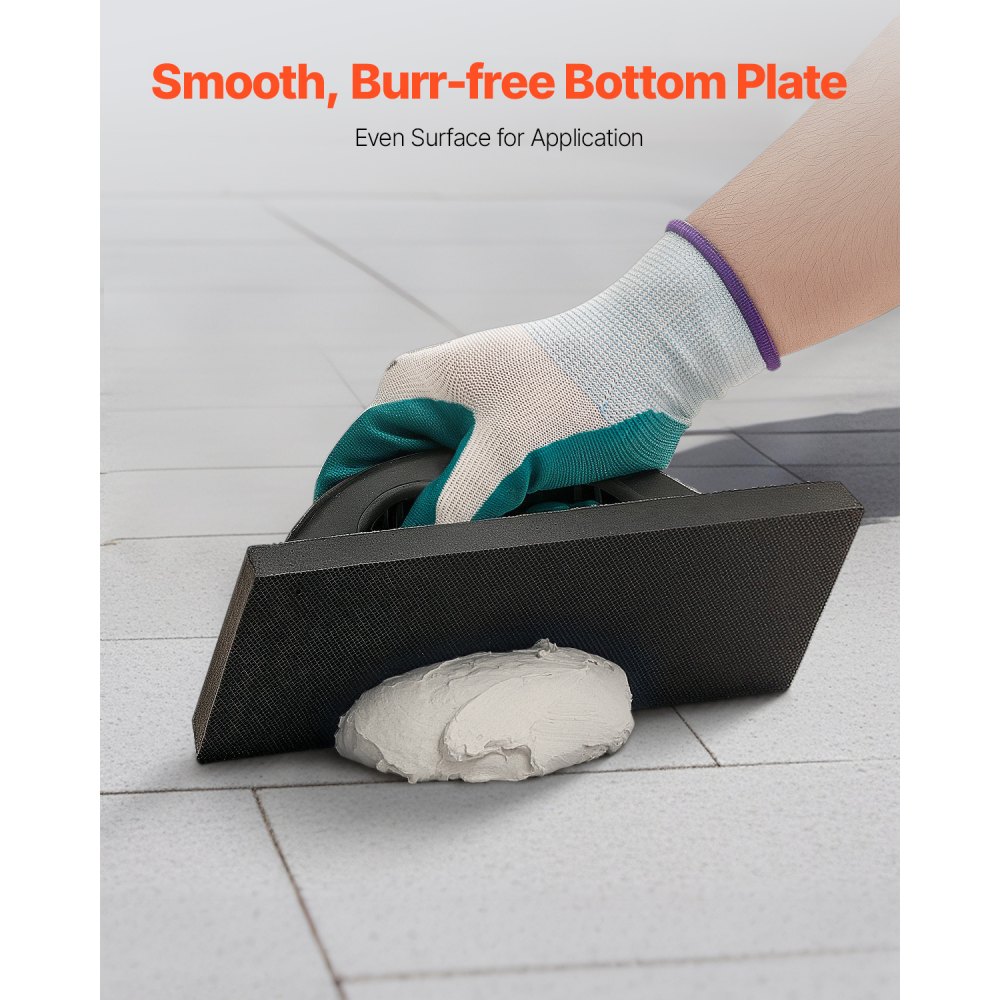VEVOR Grout Float, Professional Rubber Tile Grout Tool with Anti-slip Handle & Lightweight Aluminum Connector Backplate, Easy to Operate & Cleaning for Smoothly Apply to Concrete, Plaster, Drywall