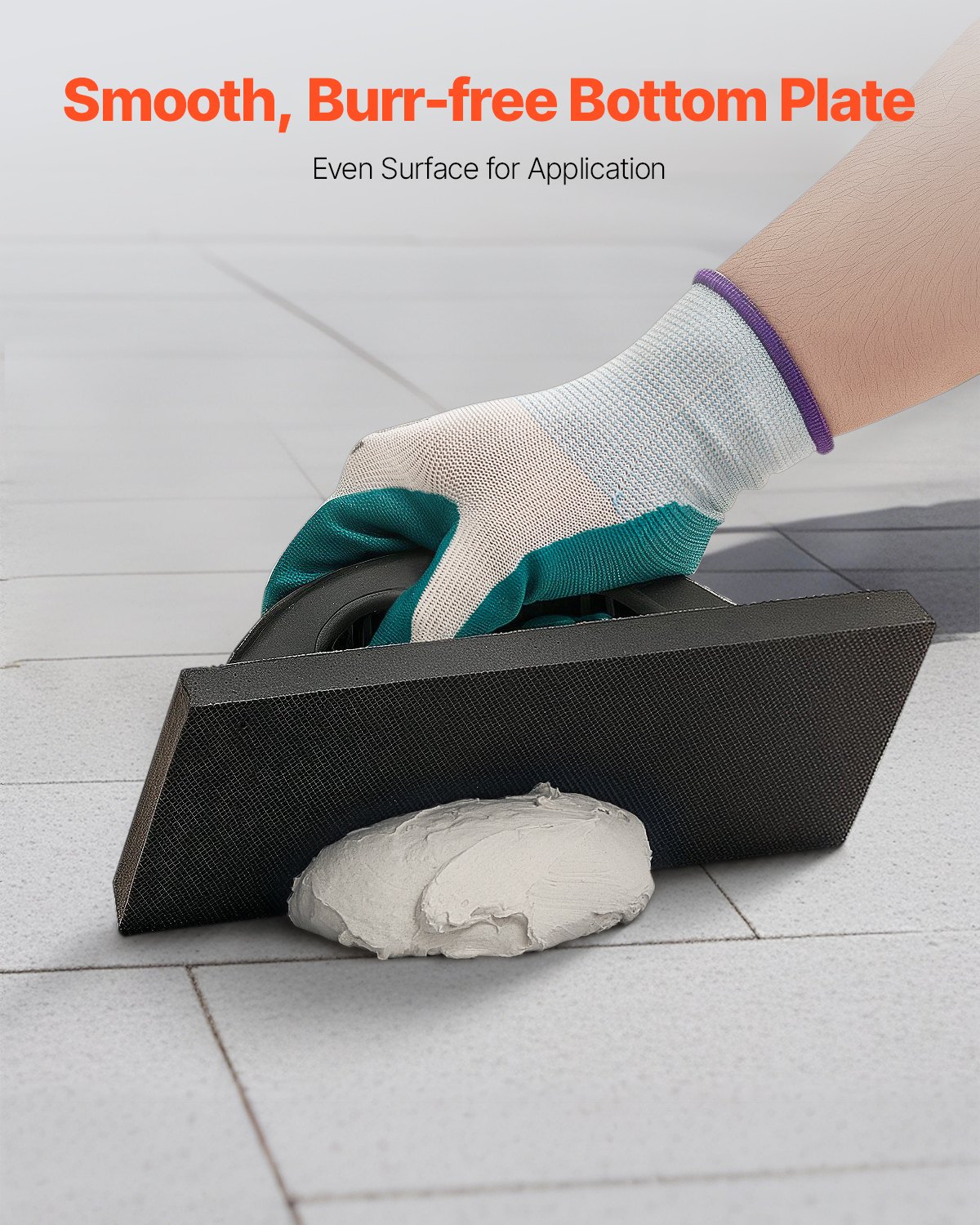 VEVOR Grout Float, Professional Rubber Tile Grout Tool with Anti-slip Handle & Lightweight Aluminum Connector Backplate, Easy to Operate & Cleaning for Smoothly Apply to Concrete, Plaster, Drywall