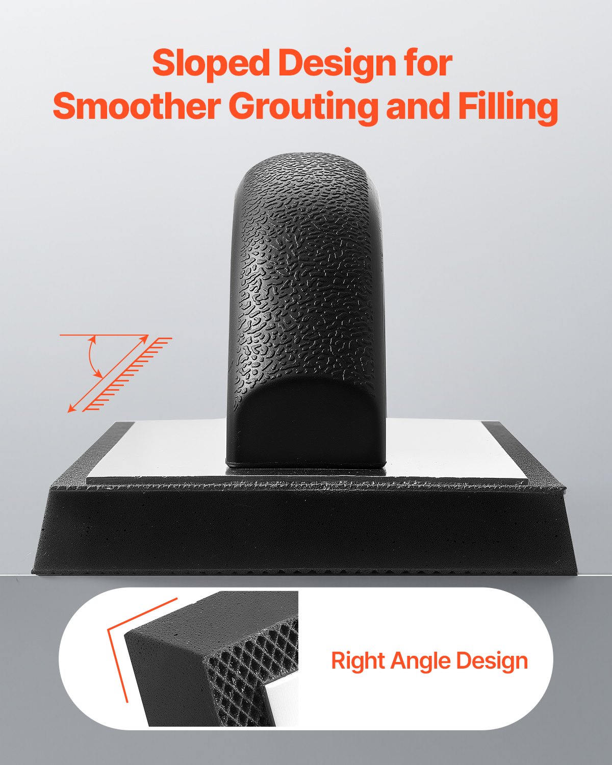 VEVOR Grout Float, Professional Rubber Tile Grout Tool with Anti-slip Handle & Lightweight Aluminum Connector Backplate, Easy to Operate & Cleaning for Smoothly Apply to Concrete, Plaster, Drywall