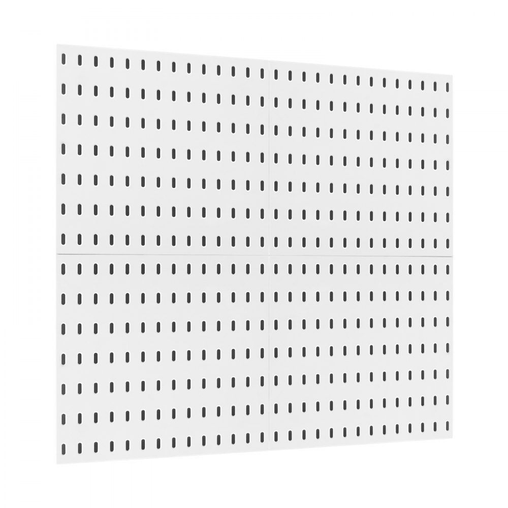 VEVOR Pegboard Combination Kit, 280 x 280 mm Plastic Pegboard, 4 Panels, Peg Board Wall Organizer Kit with Accessories, for Garage Tool Storage Kitchen Living Room Craft Room Office Bathroom, White