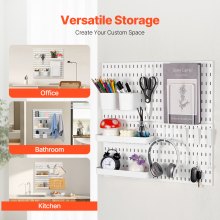 Pegboard Combination Kit 11 x 11" Plastic Pegboard 4 Panels Wall Organizer White