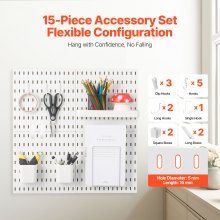 VEVOR Pegboard Combination Kit 11 x 11" Plastic Pegboard 4 Panels for Home White