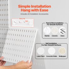 VEVOR Pegboard Combination Kit 280 x 280 mm Plastic Pegboard 4 Panels White