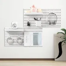 Pegboard Combination Kit 11 x 11" Plastic Pegboard 4 Panels Wall Organizer White