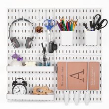 Pegboard Combination Kit 11 x 11" Plastic Pegboard 4 Panels Wall Organizer White