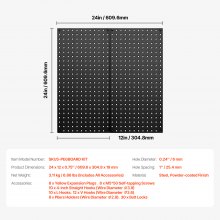 Metal Pegboard Panels 2 Pcs 24" x 12" Wall Organizer for Garage Tool Storage