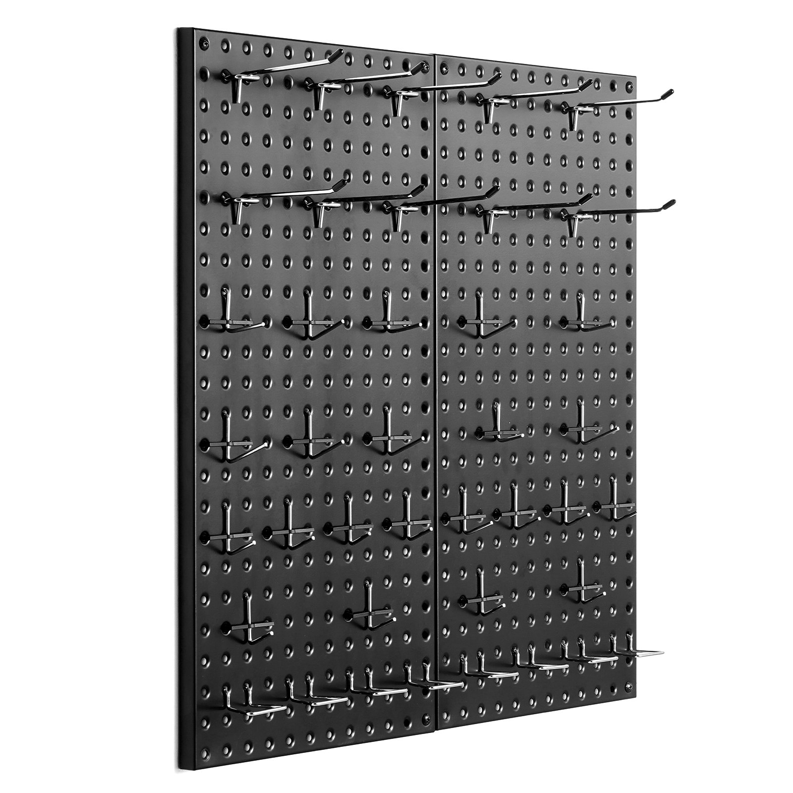 VEVOR Metal Pegboard Panels, 24" x 12" Pegboard, 2 Panels, Heavy Duty Peg Board Wall Organizer with Accessories, for Living Room Garage Tool Storage Office Organization Craft Room Kitchen Home, Black