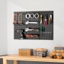 VEVOR Metal Pegboard Panels, 24" x 12" Pegboard, 3 Panels, Heavy Duty Steel Peg Board Wall Organizer, for Living Room Garage Tool Storage Workbench Office Organization Craft Room Kitchen Home, Black