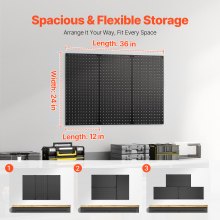 Metal Pegboard Panels 3 Pcs 24" x 12" Wall Organizer for Garage Tool Storage