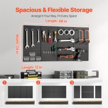 VEVOR Pegboard Combination Kit 280 x 280 mm Plastic Pegboard 4 Panels Black