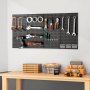 VEVOR Metal Pegboard Panels, 609.6 mm x 304.8 mm Pegboard, 4 Panels, Heavy Duty Peg Board Wall Organizer, for Living Room Garage Tool Storage Workbench Office Organization Craft Room Kitchen, Black