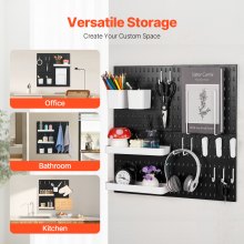 VEVOR Pegboard Combination Kit 11 x 11" Plastic Pegboard 4 Panels for Home Black