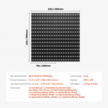 VEVOR Pegboard Combination Kit 280 x 280 mm Plastic Pegboard 4 Panels Black