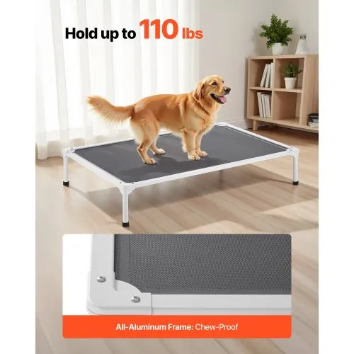 Premium Cooling Elevated Dog Mesh Bed - Portable Raised Pet Bed - Washable & Breathable Mesh for Indoor & Outdoor