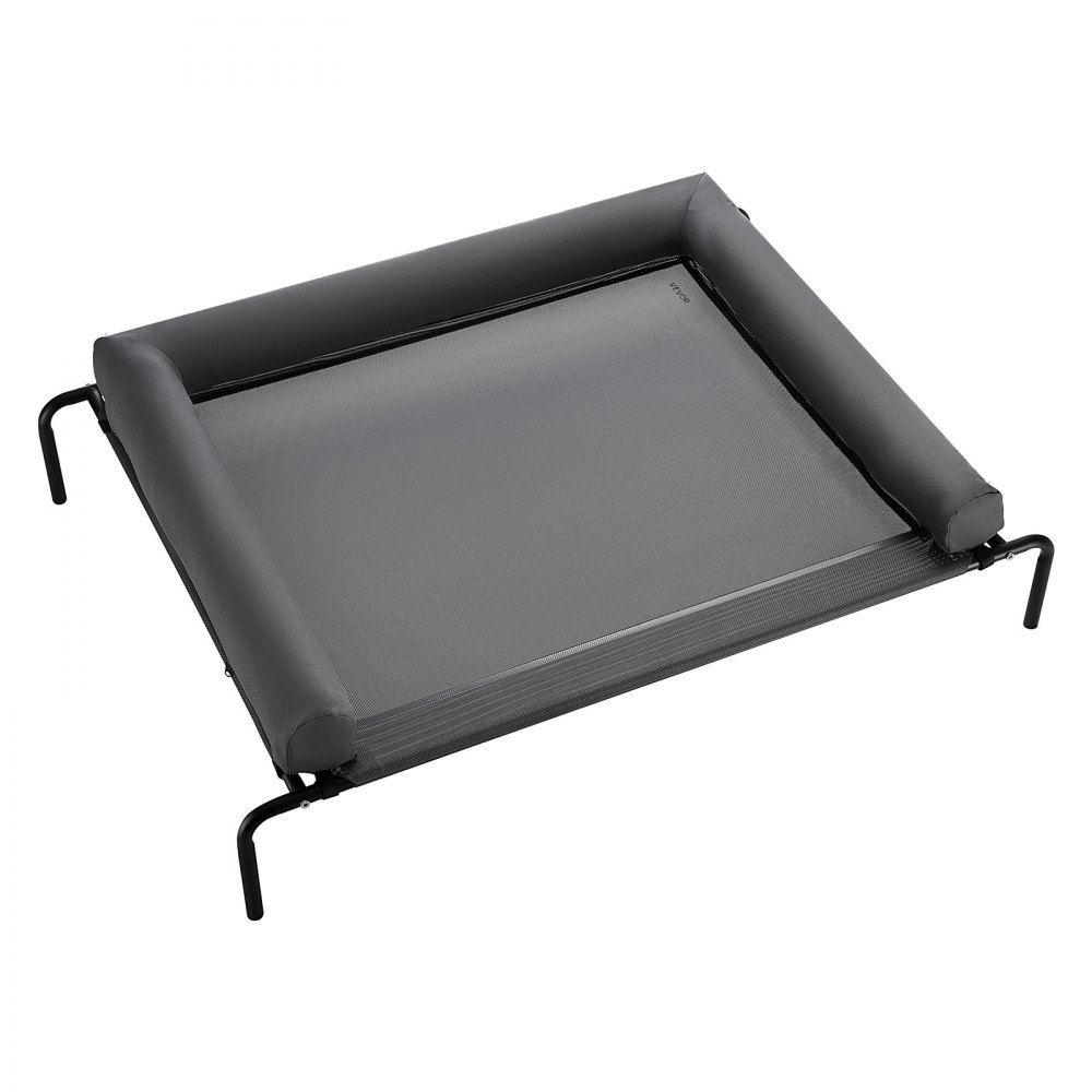 VEVOR Elevated Dog Bed for Large Dogs, Portable Raised Dog Cot with Washable Pillow, Indoor & Outdoor Pet Cooling Raised Hammock Bed with Steel Metal Frame and Breathable Teslin Mesh, XL, Gray