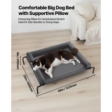 VEVOR Elevated Dog Bed for Large Dog Portable Raised Dog Cot with Pillow XL Gray