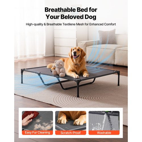 VEVOR Elevated Dog Bed for Large Dogs, Portable Raised Dog Cot