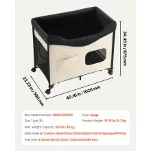 VEVOR Elevated Lounge Pet Bed Foldable Bunk Dog Bed with Wheels & Side Bags XL