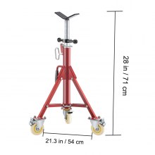 VEVOR Pipe Stand, Pipe Jack Stands with Casters Adjustable Height 28-52 Inch, V Head Pipe Stand 882 LB, Folding Portable Pipe Stands 1/8 to 12 Inch Pipe Supporting, Steel Jack Stand