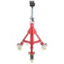red VEVOR pipe stand with adjustable height and four caster wheels.